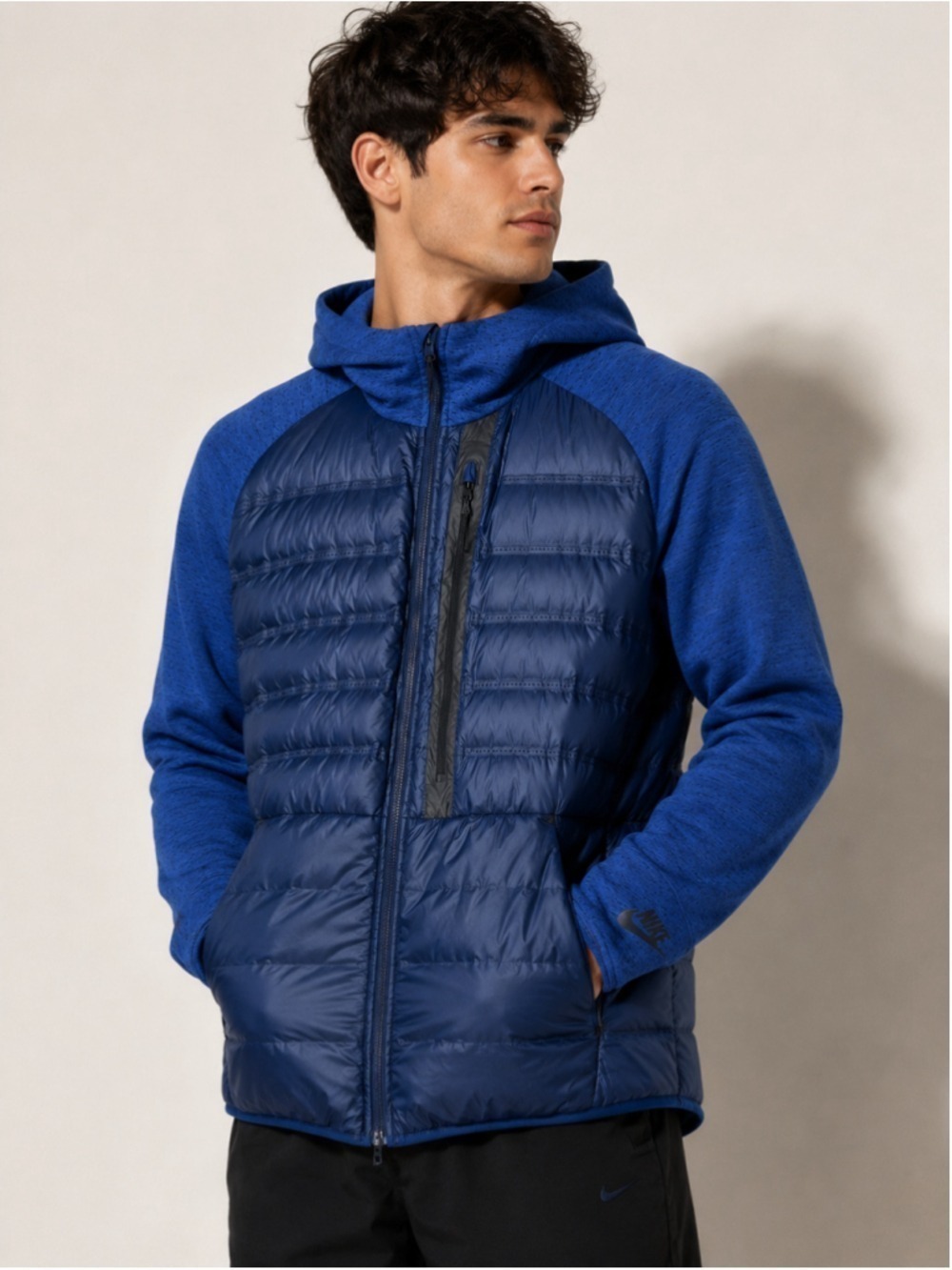 Nike Puffer Jacket Men Large Blue Polyester